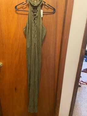 Guess Olive Green Lace-Up Halter Top